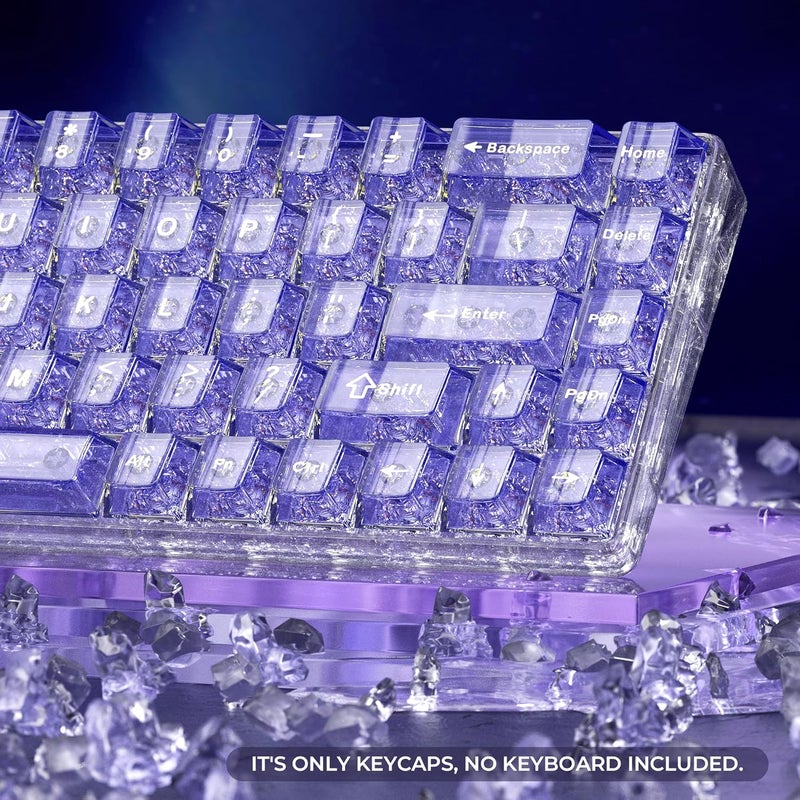 HITIME XVX Clear keycaps, Purple Transparent Keycaps 60 65 75 100 Percent, Crystal Ceramic Custom Key Cap Set 124 Keys, Cherry Profile, Shine Through, Cute Style for Mechanical Keyboards - Image 4